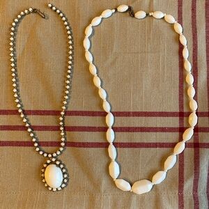 Milk glass costume jewelry necklaces